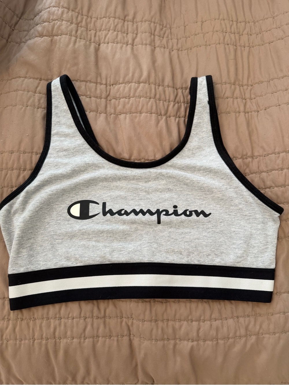 Champion Light Gray and Black Logo Sports Bralette